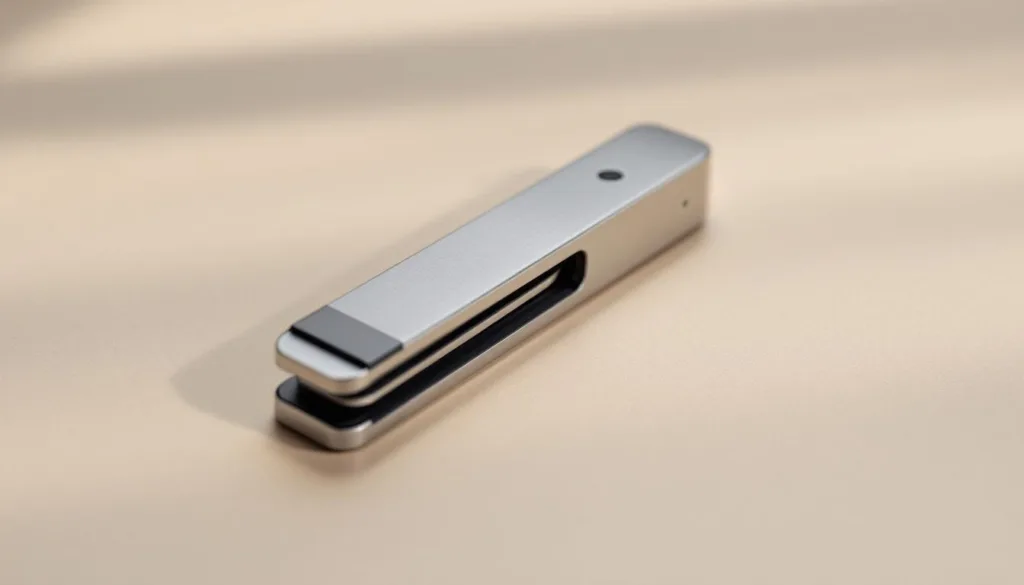 scopri il dongle multifunzione che combina lime e tagliaunghie, ideale per una cura impeccabile di mani e piedi.