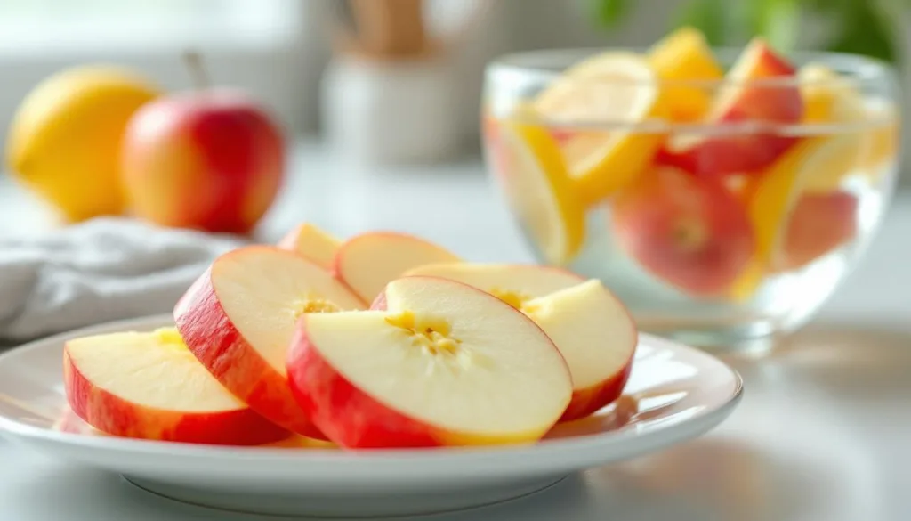 scopri perché immergere le tue mele tagliate in acqua e limone impedisce che anneriscano, mantenendole fresche e croccanti più a lungo.